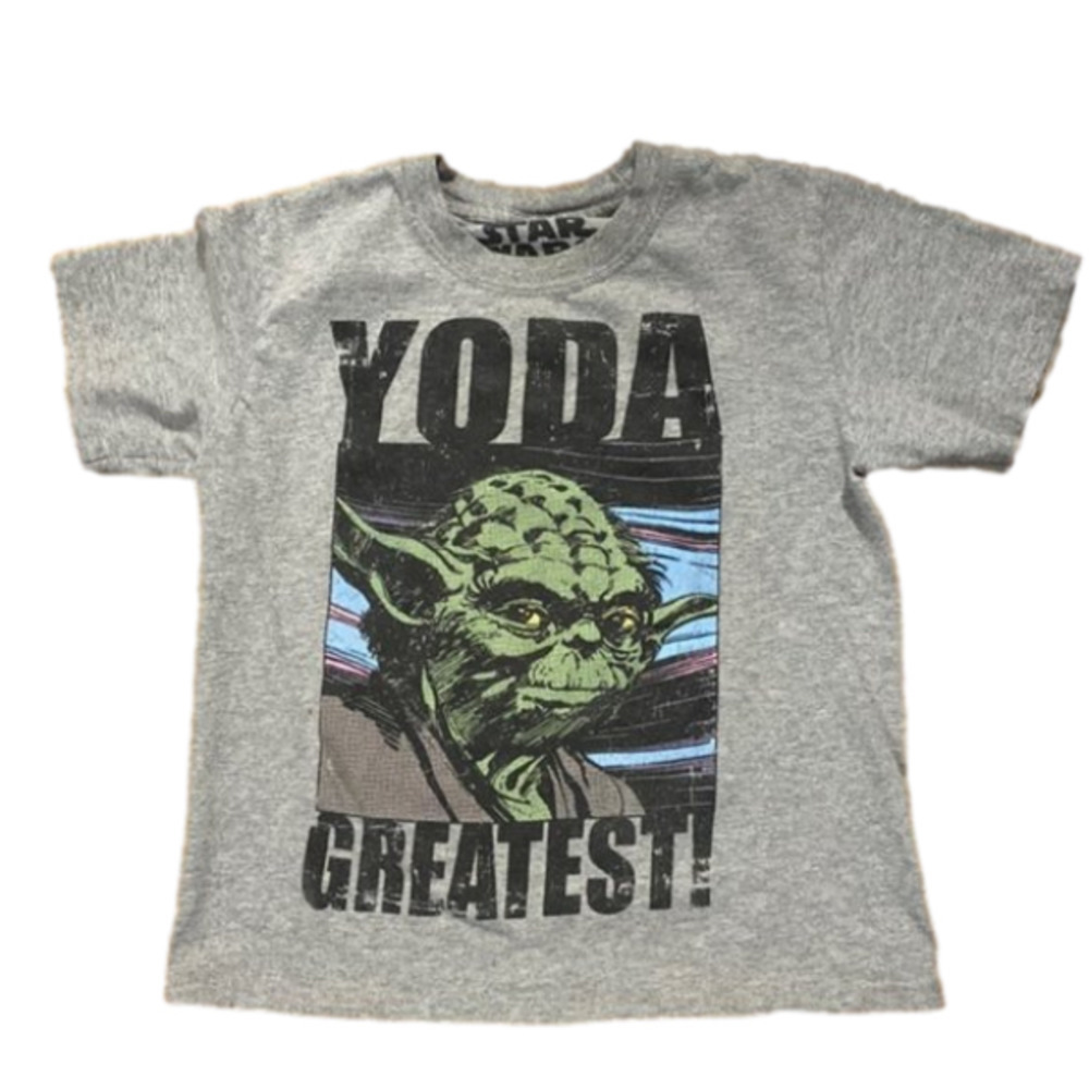 STAR Wars Grey Youth Yoda Greatest Short Sleeve Shirt ( Size Small)